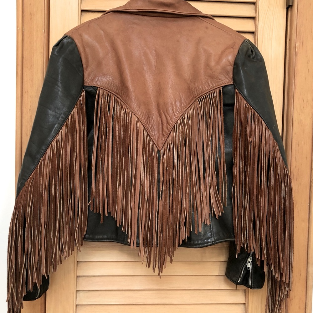 Vintage Gypsea Leather two-tone fringe jacket
